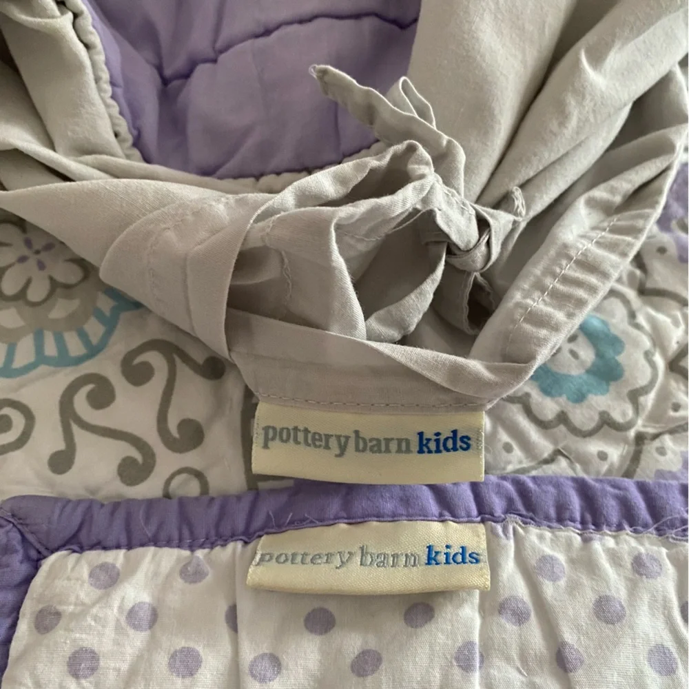 Pottery Barn Kids Lavender Dots and White Quilt and Sham Set
